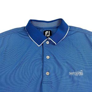 Footoy Polo Shirt Men's Medium Blue Sea Scape Golf Links Short Sleeve